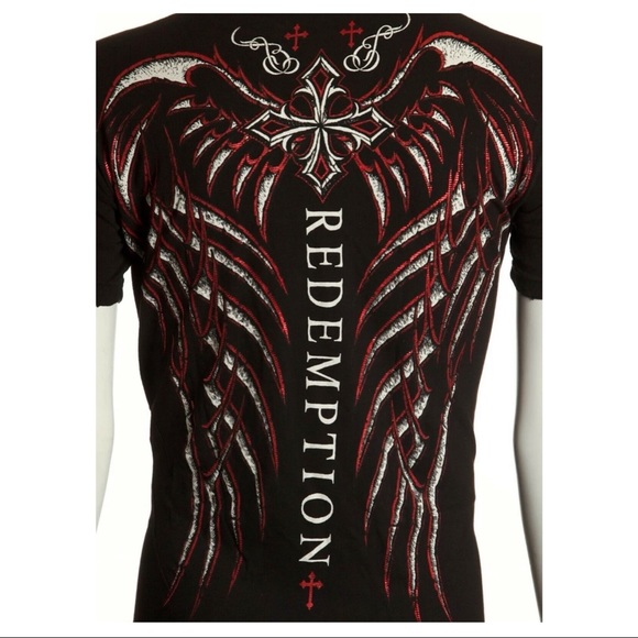 ARCHAIC by AFFLICTION Mens T-shirt Spine Wings Black Regular Fit S-4XL - Picture 8 of 9